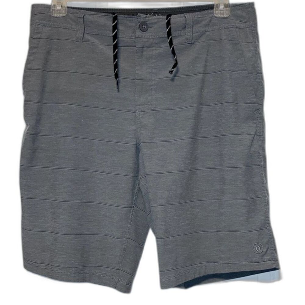 HANG TEN Hybrid Gray Grey Striped Drawstring Pockets Shorts Mens Size 34
